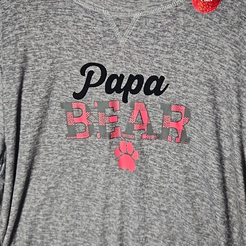 NWT Let's Get Cozy Large Pajama Top Men's "Papa Bear" Print Black Top Only - Picture 3 of 12